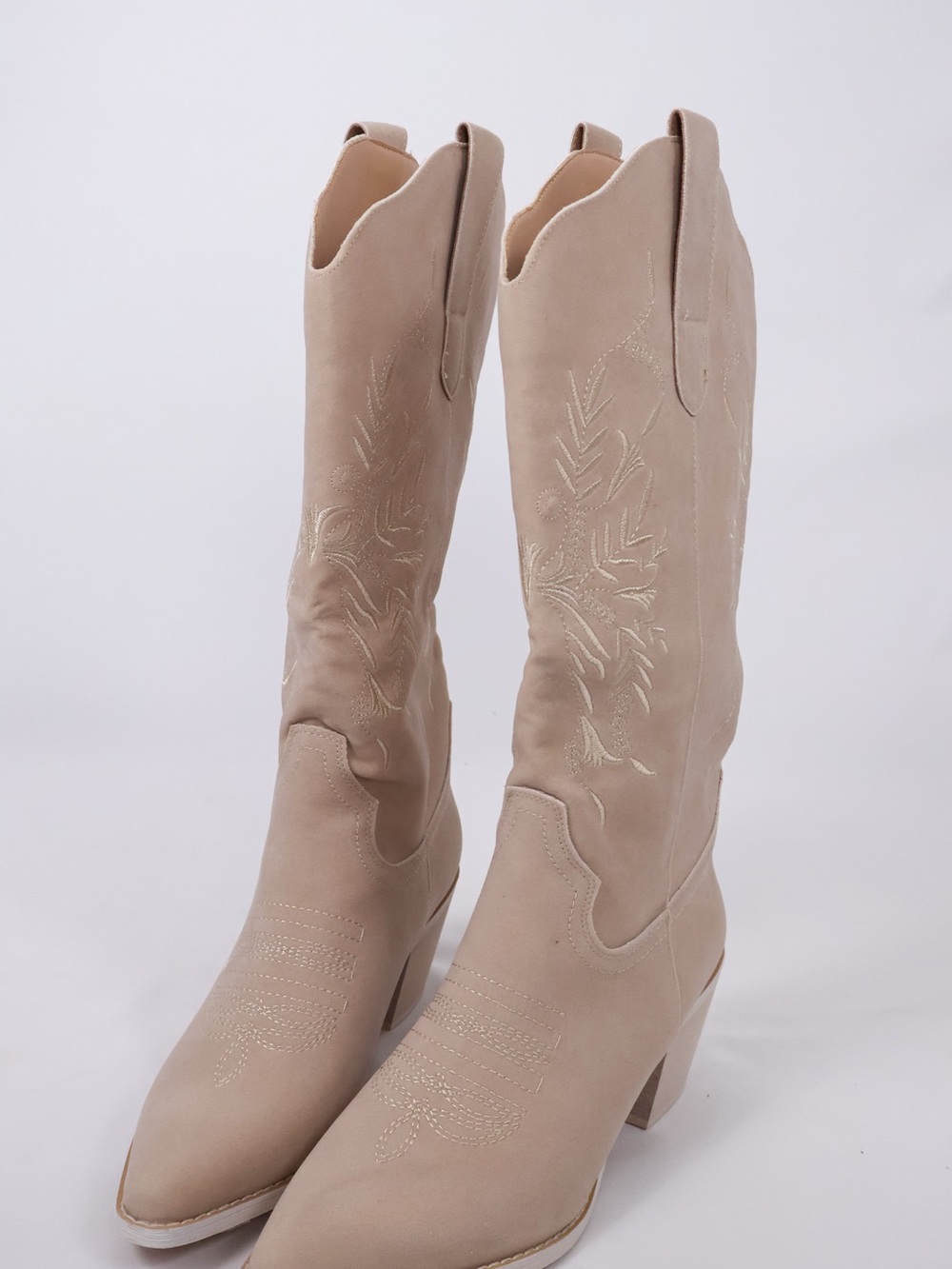 Classic Women's Knee-High Cowgirl Boots in Taupe